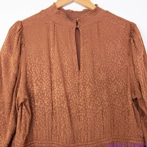 NEW Madewell Mockneck Ruffle-Hem Mini Dress in Cheetah Jacquard, XL - Picture 8 of 16